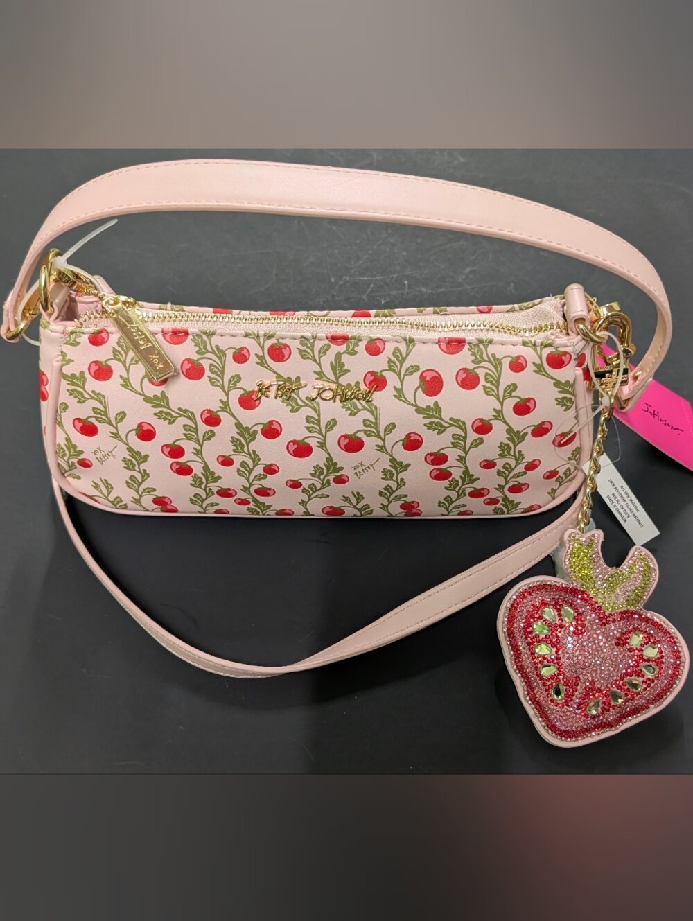 NWT- Betsey Johnson XOMinny Tomato Garden Crossbody/Shoulder Bag & Jeweled Charm